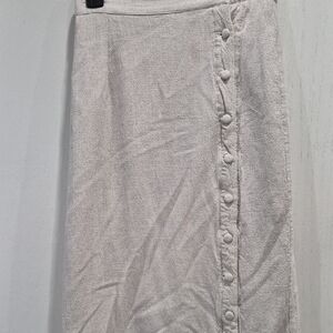 SHEIN Light Cream Button-Trim Pencil Skirt